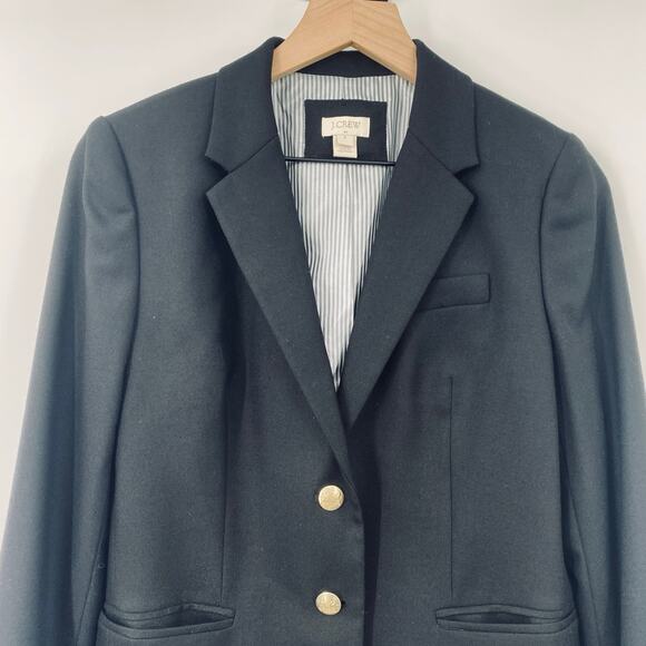 J Crew Schoolboy Blazer Jacket Wool Blend Gold Crest Buttons Black Womens 8 - Picture 5 of 11